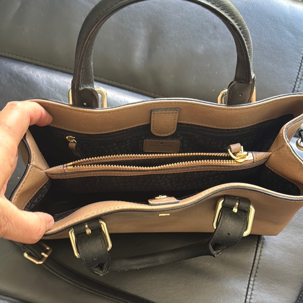 Kate Spade Tan and Black Satchel Elegant Structured Design - Picture 2 of 2